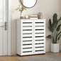 Mobilier pentru Pantofi cu 5 Nivele și 4 Rafturi Ajustabile, Uși cu Lamele, din Lemn, 76x33Px98 cm, Alb