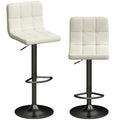 Set 2 Scaune de Bar Reglabile cu Suport pentru Picioare, din Piele PU și Oțel, 39,5x44x88-110 cm, Crem