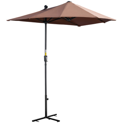 Umbrelă de Terasă 200x190x240 cm cu Manivelă, Stâlp din Oțel și Bază în Formă de Cruce Anti-UV pentru Terasă și Balcon, Gri