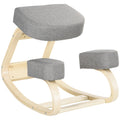 Scaun ergonomic din lemn cu perna captusita din spuma de cauciuc, 51x69x58, Gri