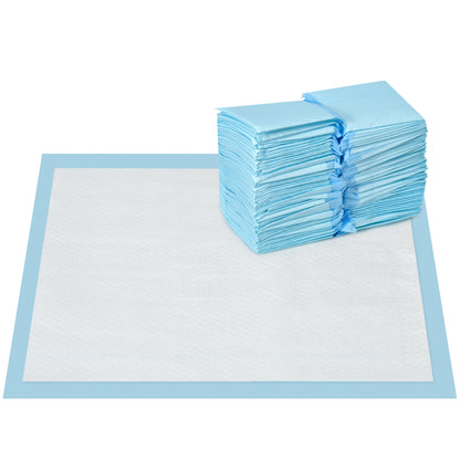 Set 100 Covorașe Igienice pentru Câini cu 6 Straturi din Material Netesut, Hârtie și PE, 45x60 cm, Albastru și Alb