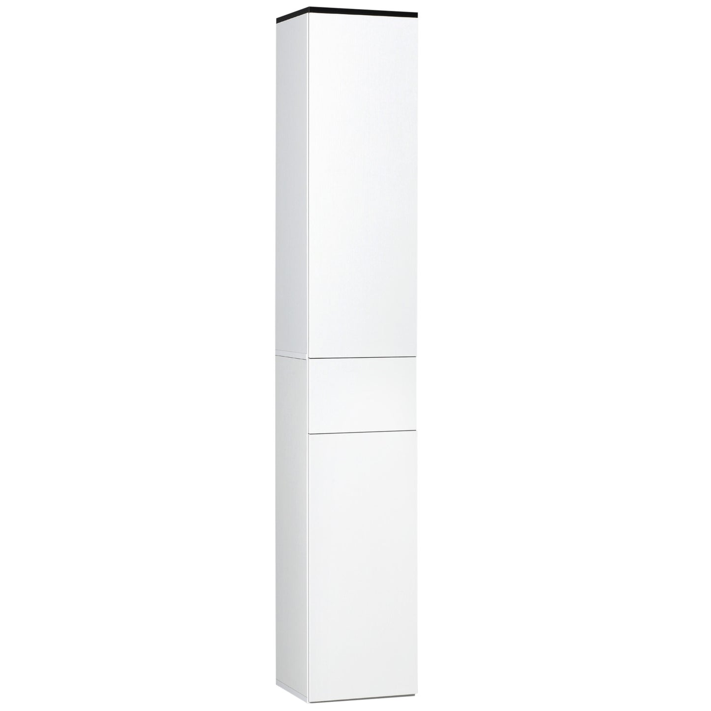 Dulap Coloană pentru Baie, Mobilier Înalt cu Raft Reglabil, 2 Compartimente Închise și 1 Sertar, din PAL și MDF, 30x28x180cm, Alb