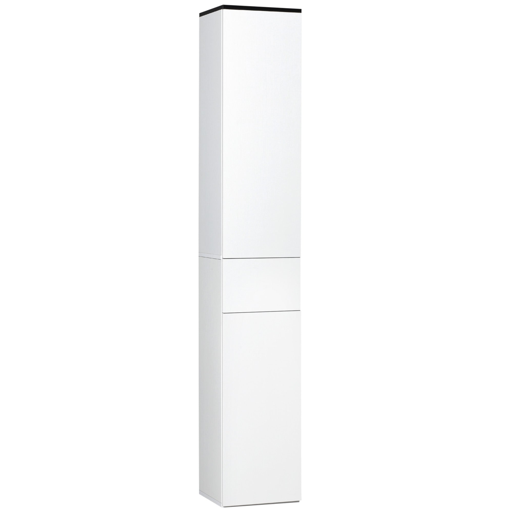 Dulap Coloană pentru Baie, Mobilier Înalt cu Raft Reglabil, 2 Compartimente Închise și 1 Sertar, din PAL și MDF, 30x28x180cm, Alb