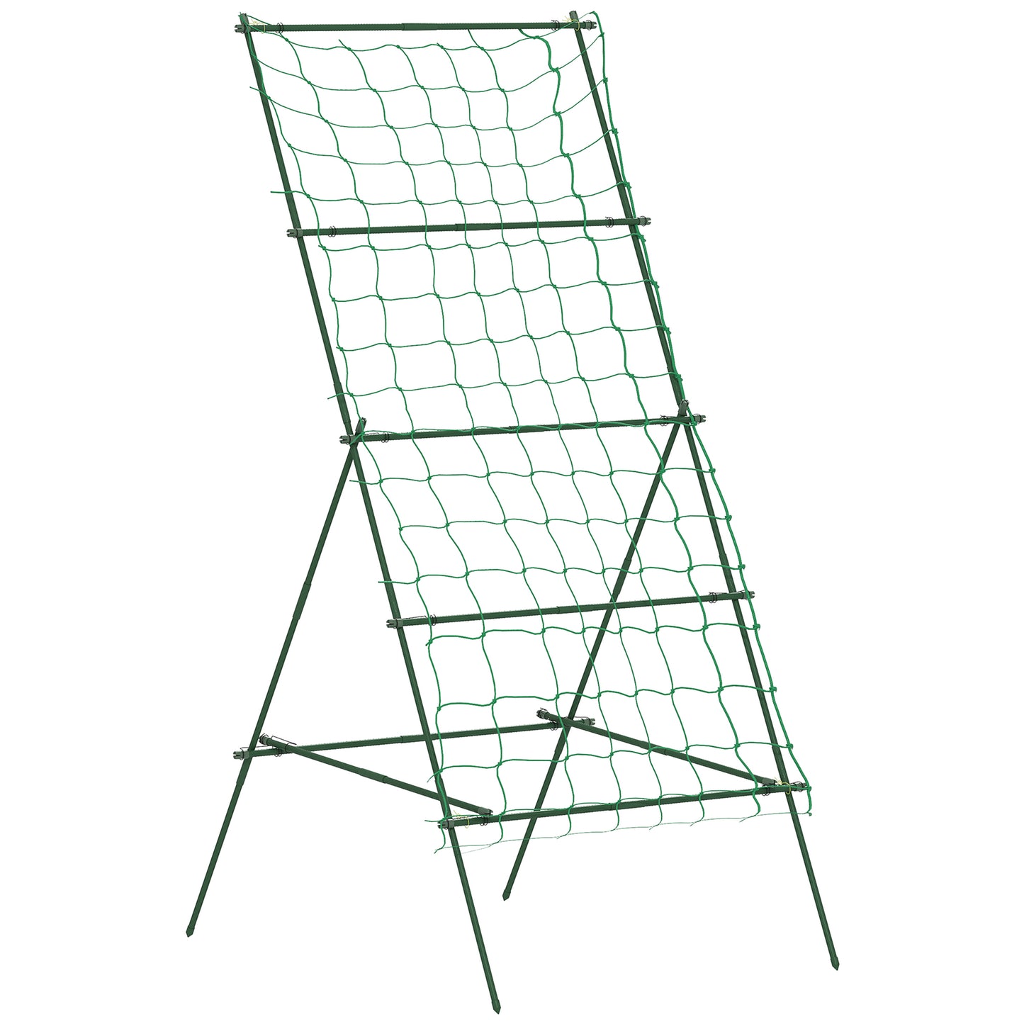 Suport Metalic de Grădină în Forma de A cu Plasă de Susținere, 101x133x227 cm, Verde