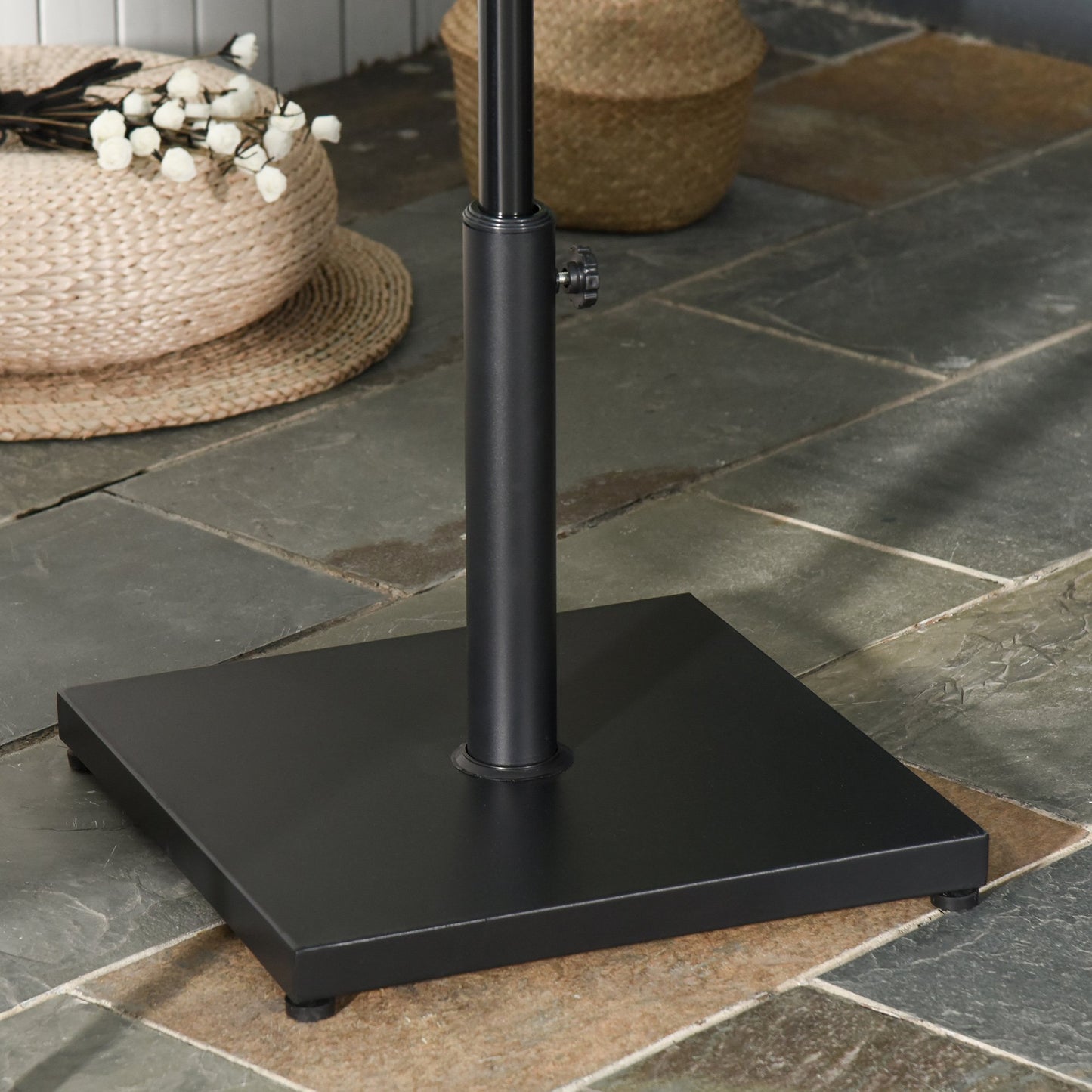 Baza pentru Umbrela Patrata Greutate 18kg pentru Stalpi de Φ3/3.5/3.8, 45x45x39cm, Negru