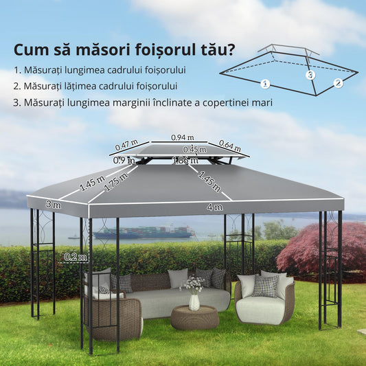 Copertina pentru cort 4x3 m cu 2 niveluri, gri deschis