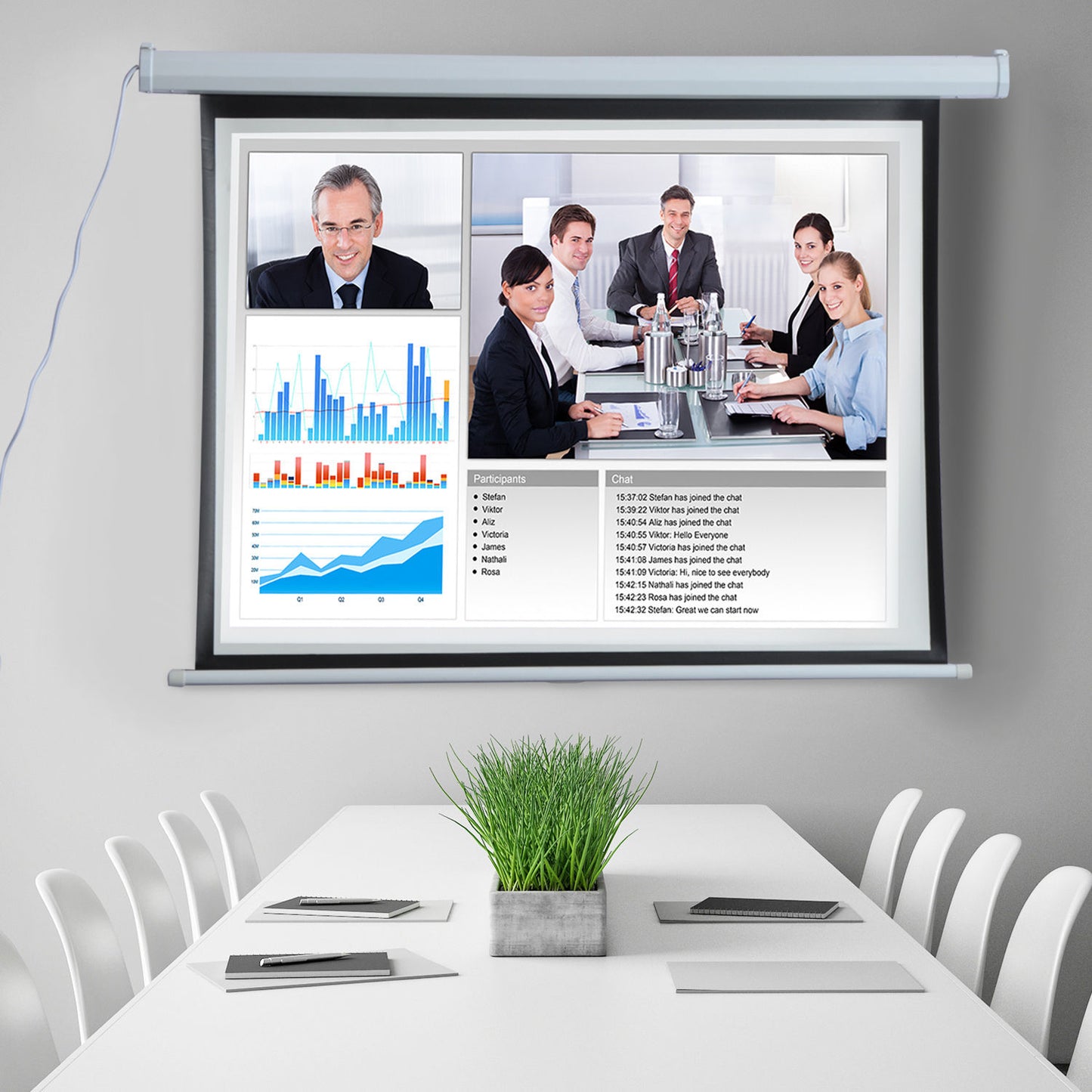 Ecran Proiector 120” – Motorizat, Alb, Ideal Home Cinema