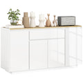 Bufet de Bucătărie cu 3 Dulapuri și 4 Uși cu Îchidere Lină, Mobilier Modern cu Sertar, 140x40x75 cm, Alb