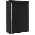 Dulap Portabil din Material, Dulap cu 6 Rafturi Deschise, 1 Bară și Ușă cu Fermoar, 103x43x162,5 cm, Negru