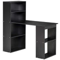 Birou PC din Lemn cu 6 Rafturi Laterale pentru Depozitare, 120x55x120 cm, Negru