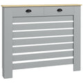 Acoperiș  pentru Calorifer din MDF cu Grilaj și 2 Sertare, 111x19x95.5 cm, Gri
