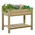 Jardiniera Inaltata din Lemn cu Picioare si Polita Inferioara pentru Gradina si Balcon 91x51x76cm