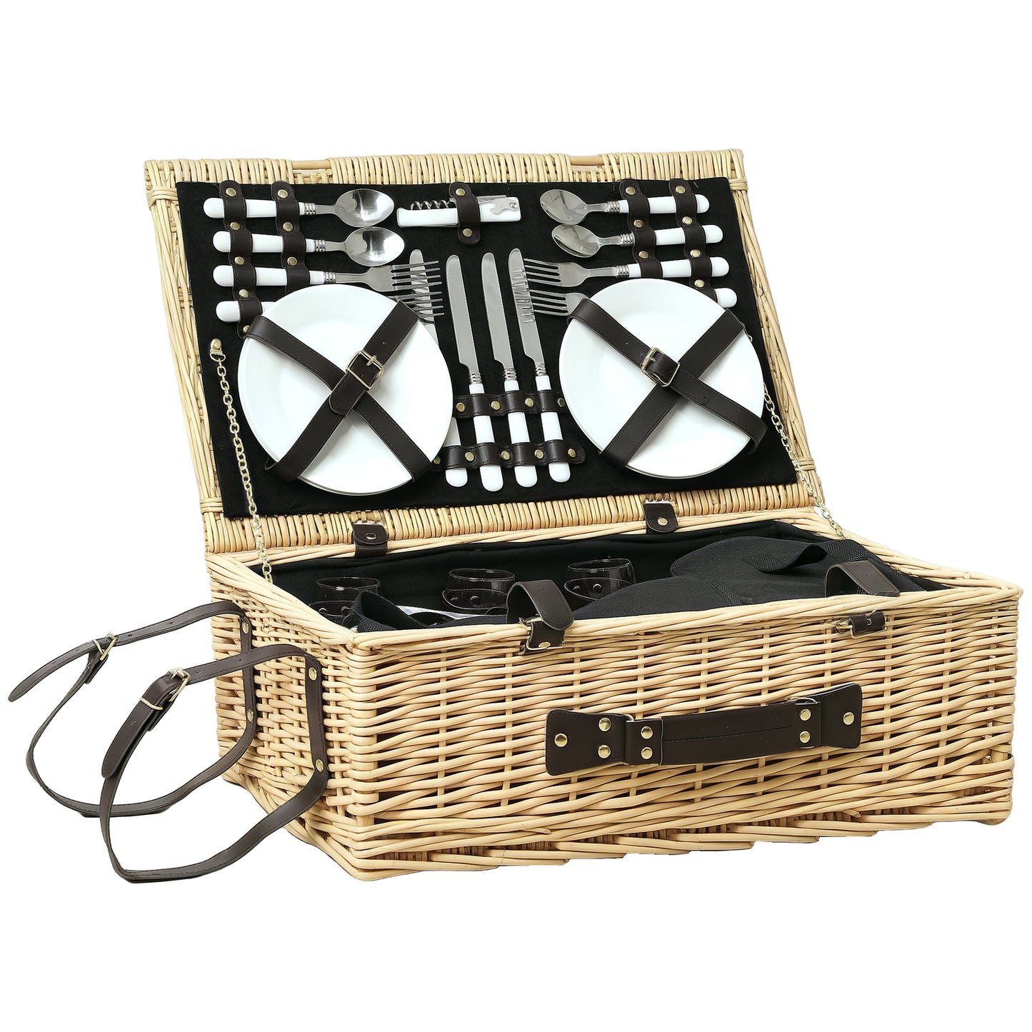 Coș de Picnic pentru 4 Persoane cu Zonă Frigorifică și Accesorii 54x34x20 cm