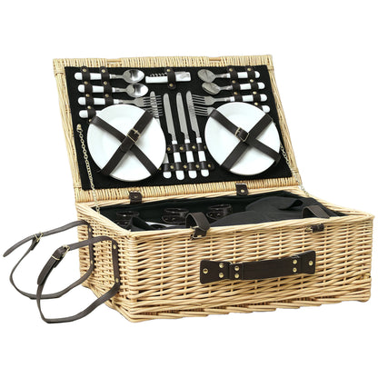 Coș de Picnic pentru 4 Persoane cu Zonă Frigorifică și Accesorii 54x34x20 cm