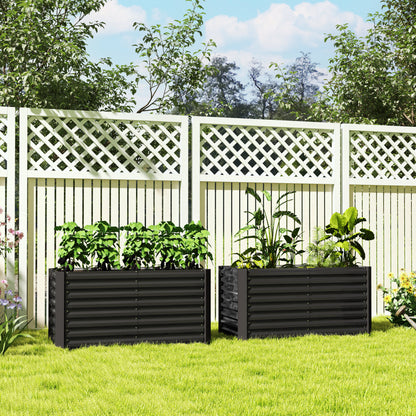 Set 2 Straturi de Grădină Înălțate, Fără Fund, din Oțel Zincat, 120x60x60 cm, Gri Închis