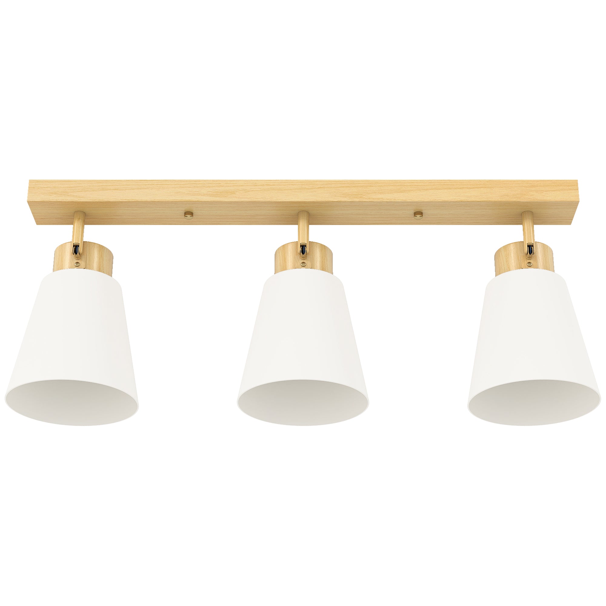 Candelabru de Tavan cu 3 Puncte de Lumină Reglabile la 90° și Dulii E27, Culoare Lemn