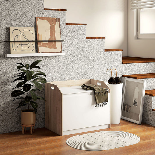 Cutie de Depozitare Modernă cu Lift Top și Spațiu Ascuns pentru Intrare, Living, Cameră de Joacă, 62.4x40x51.5 cm, Alb