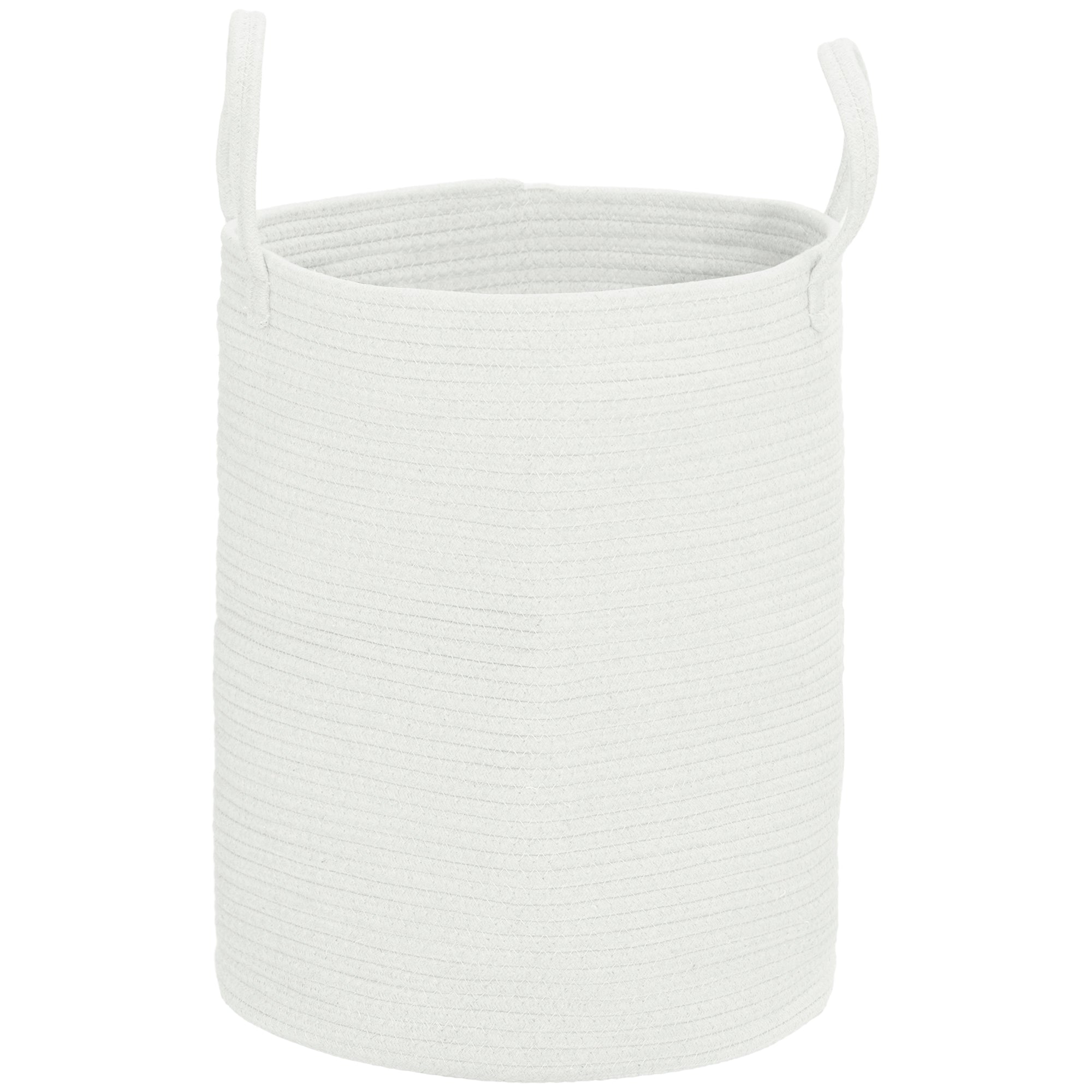 Coș pentru rufe de 36L, portabil și pliabil cu mânere din bumbac natural, Ø38x45 cm, crem