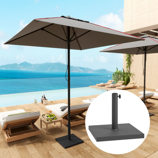 Bază Pătrată  pentru Umbrelă de 14.5 kg cu Manivelă, din HDPE și Beton, 44x44x30 cm, Negru