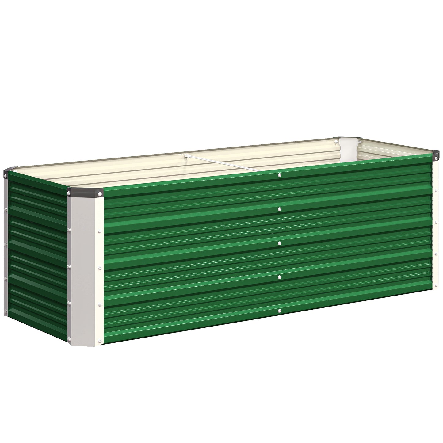 Jardinieră de grădină fără bază, cu 2 zone de cultivare, din oțel, 125x47x40 cm, verde