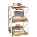 Mobilier Rastel Librarie 3 Rafturi cu Schelet in Otel Alb si Rafturi in Lemn 40x35x72.5cm