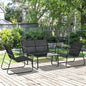 Set Masă Bancă si 2 Scaune de Gradina din Metal si Textilen Neagra