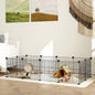 Țarc modular pentru animale cu 12 panouri de 35x35 cm și margini rotunjite, din metal și ABS, 140x70x35 cm, negru