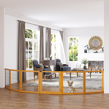 Gard Caini – 6 Panouri Pliabile din Lemn & Otel 432×36×70 cm