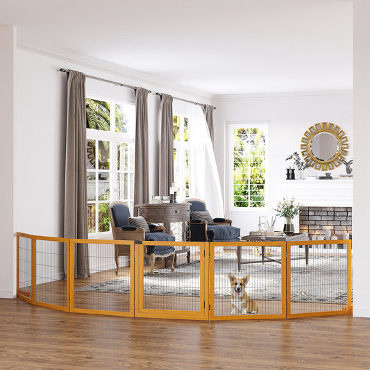 Gard Caini – 6 Panouri Pliabile din Lemn & Otel 432×36×70 cm