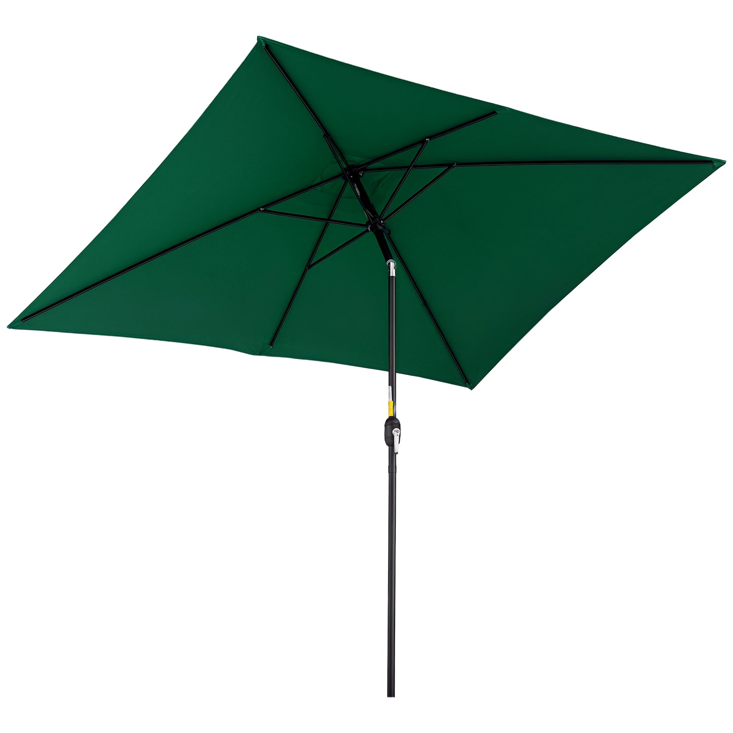 Umbrelă dreptunghiulară pliabilă și reglabilă 2x3 m cu manivelă, din aluminiu și poliester, verde și negru