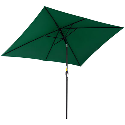 Umbrelă dreptunghiulară pliabilă și reglabilă 2x3 m cu manivelă, din aluminiu și poliester, verde și negru