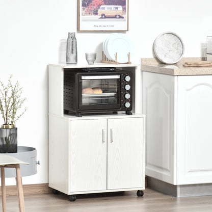 Mobilier pentru Cuptor cu Microunde – Cu Roti si Dulapior, Alb