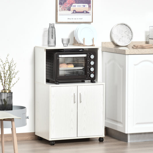 Mobilier pentru Cuptor cu Microunde – Cu Roti si Dulapior, Alb