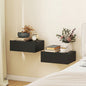 Set de 2 Noptiere Suspendate Moderne cu Sertar din Lemn, 40x30x15 cm, Negru