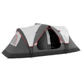 Cort de Camping pentru 6 Persoane cu 2 Camere Separate, Poliester și Fibră de Sticlă, 450x215x180 cm, Gri