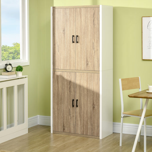 Dulap de Depozitare 4 Usi si 4 Rafturi Reglabile 80x40x182 cm⁠ – Crem/Alb