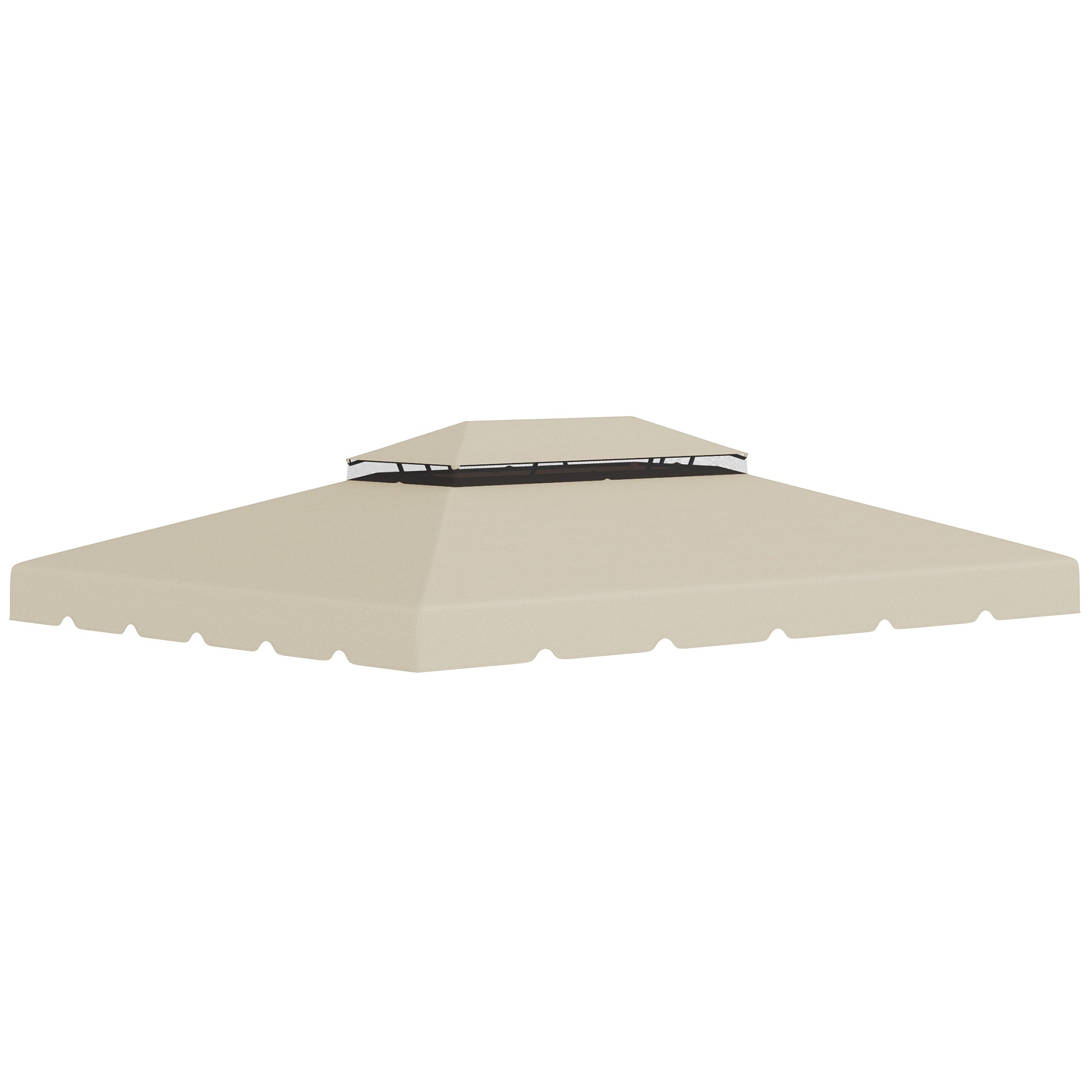 Copertina de schimb pentru foisor de gradina cu acoperis cu 2 niveluri, capac din poliester pentru foisor de 3x4m, bej