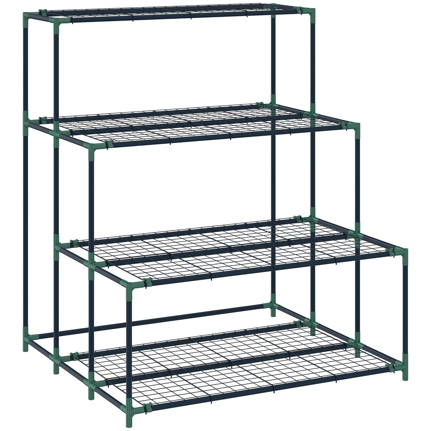 Raft Suport Plante cu 4 Niveluri din Oțel, 94x84x110 cm, Verde Închis