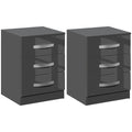 Set 2 Noptiere Moderne cu design compact si 3 sertare