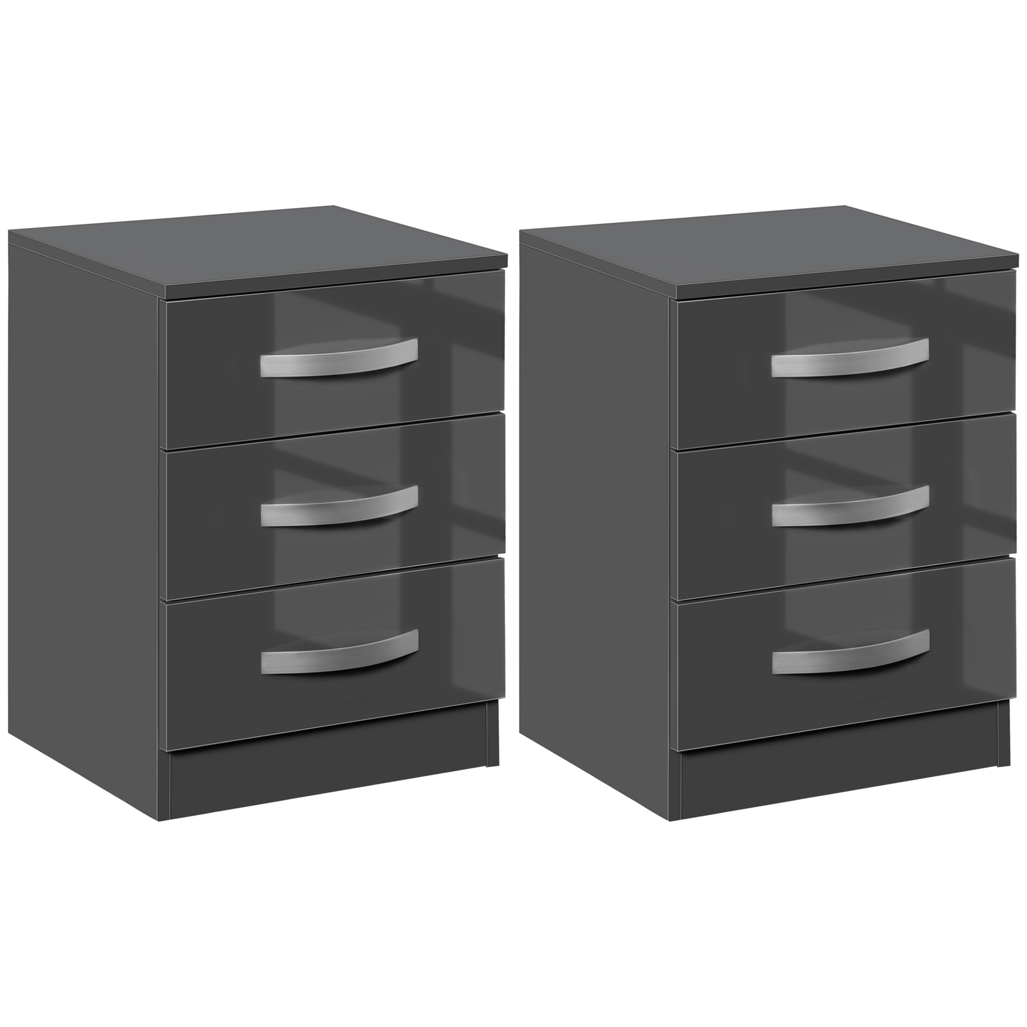 Set 2 Noptiere Moderne cu design compact si 3 sertare