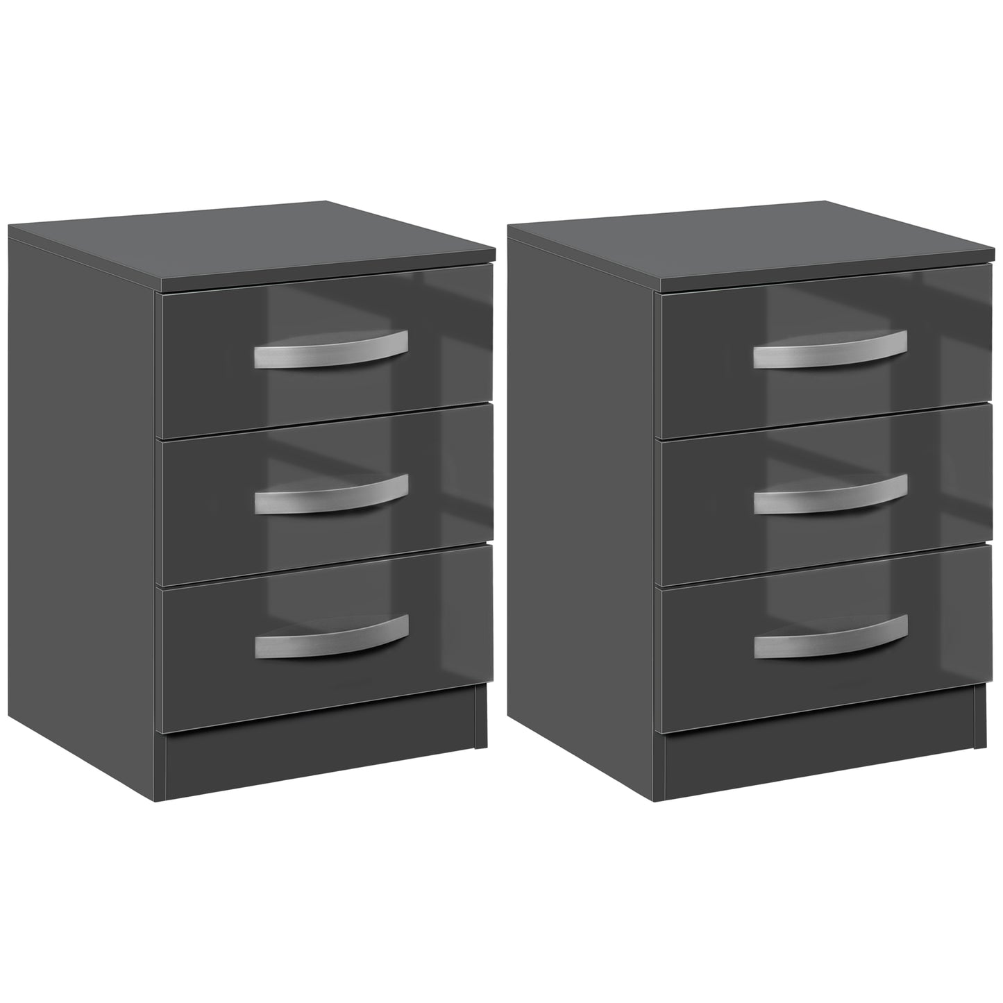 Set 2 Noptiere Moderne cu design compact si 3 sertare