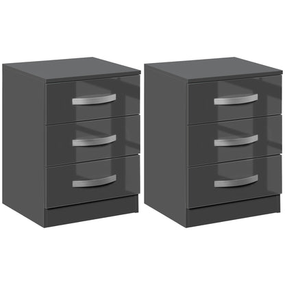 Set 2 Noptiere Moderne cu design compact si 3 sertare