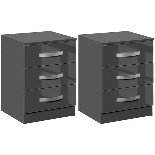 Set 2 Noptiere Moderne cu design compact si 3 sertare