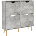 Dulap pentru încălțăminte cu 4 sertare rabatabile pe 2 niveluri pentru 16 perechi, din lemn, 95x26x95 cm, gri