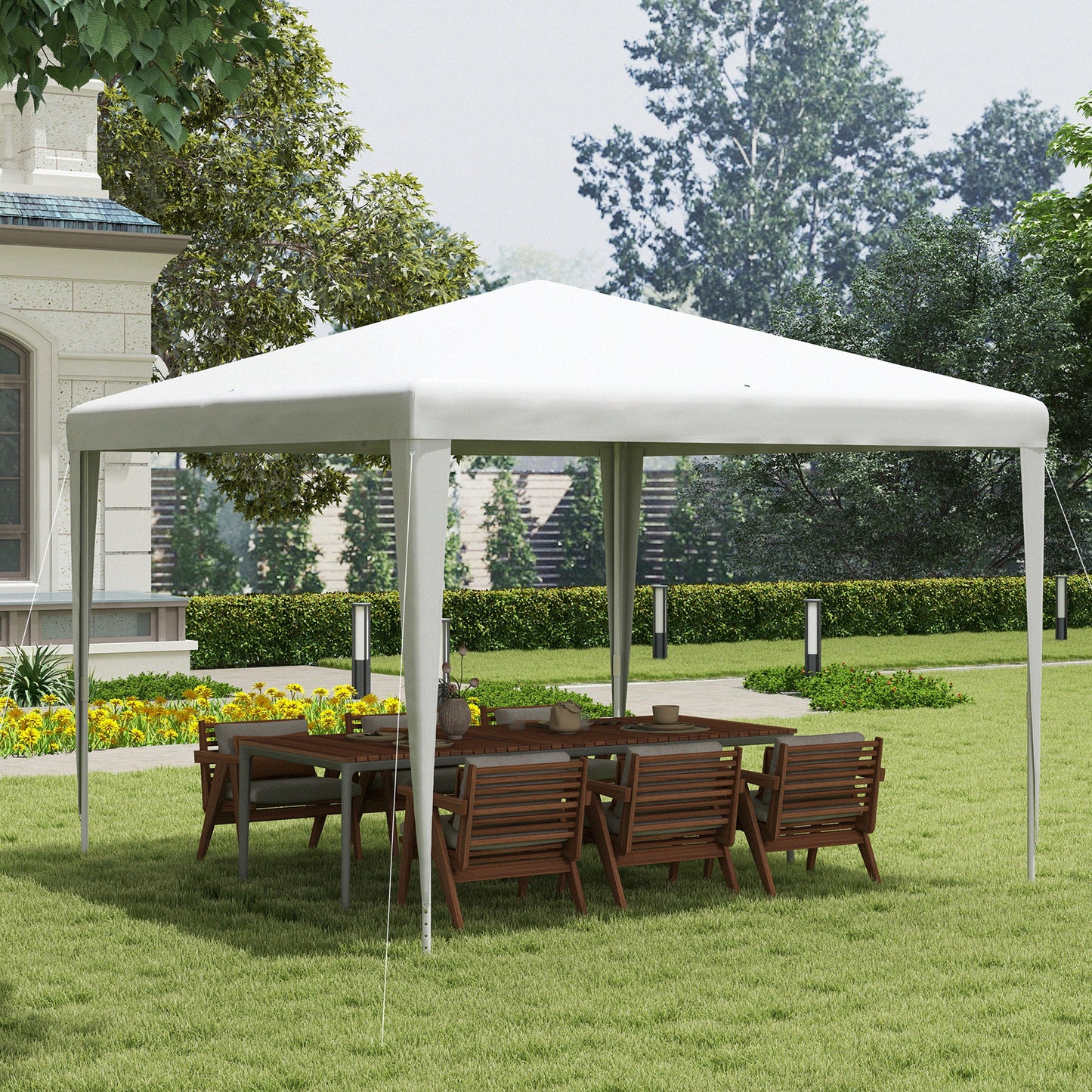 Pavilion  de Grădină 3x3 m Portabil cu Acoperire Anti UV, Alb