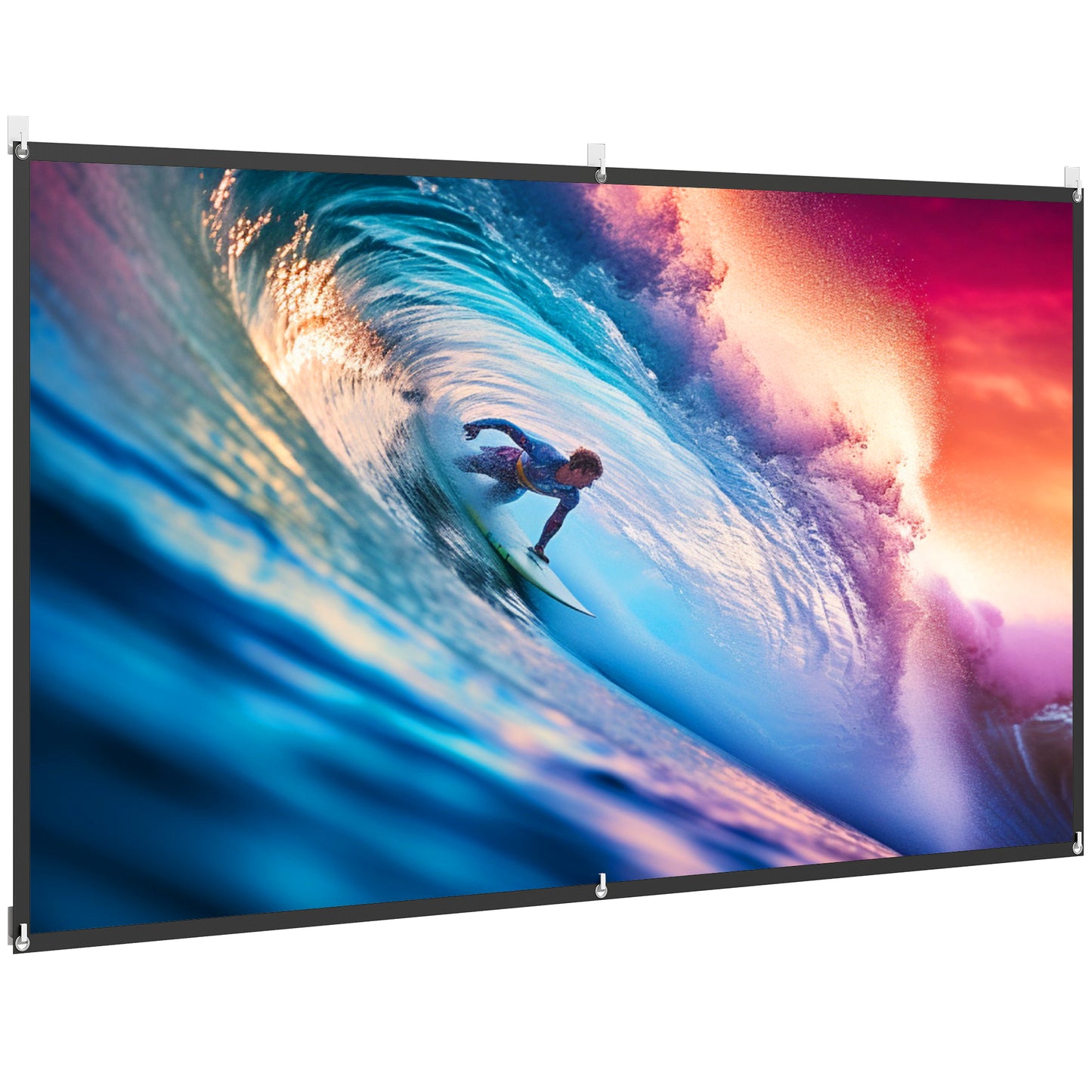 Ecran Proiector 100" 16:9 HD 4K/8K pliabil și portabil, anti-șifonare și lavabil, dublă față, alb