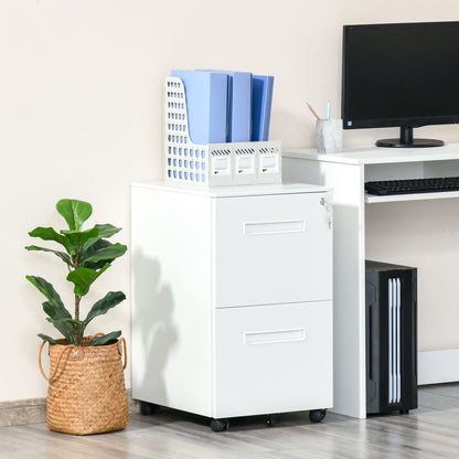 Dulap Birou cu sertare, Clasificator pentru Dosare cu 2 Sertare Încuietoare 39x48x67cm Alb