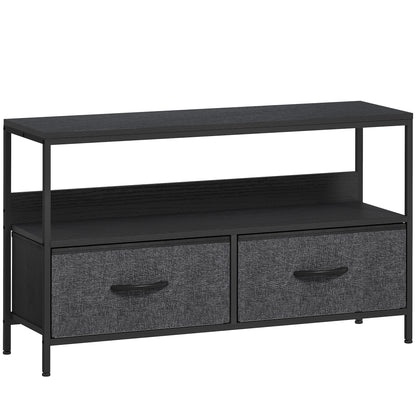 Mobilier pentru Televizor de 47" cu Sertare Pliabile din Material Textil și Raft, 98x29x56 cm, Negru