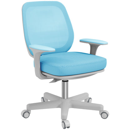 Scaun de Birou Ergonomic și Reclinabil Reglabil pe Înălțime, cu 5 roți, 55x48x82.5-94.5 cm, Albastru