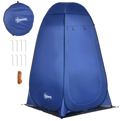 Cort de Duș pentru Camping și Plajă cu Ușă cu Fermoar și Geantă de Transport, 126x124x189 cm, Albastru Închis